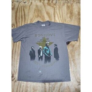 Bon Jovi Lost Highway 08 Tour Men L Shirt Rock 80s Gray Cotton Heavy Weight @G1